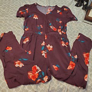 Maroon Floral Jumpsuit
